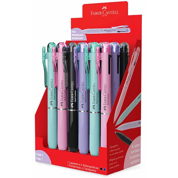 Caneta esferográica retrátil, 2 cores/Lapiseira, Faber-Castell - DP 18 UN