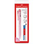 Caneta esferográfica com tinta semi gel Azul e Preta, e Lapiseira ponta 0,7 Rosa, Faber-Castell - BT 2 UN