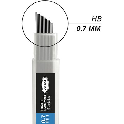 Lapiseira técnica Branca, 0.7mm + 1 tubo com 12 minas grafite, Oval - BT 1 UN