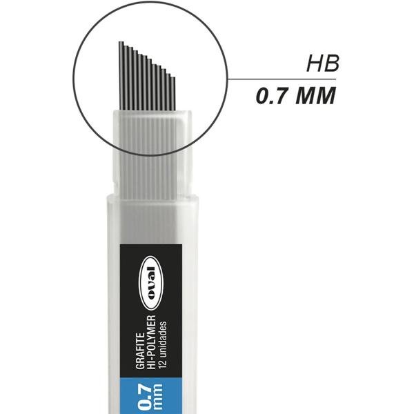 Lapiseira técnica Azul metálico, 0.7mm + 1 tubo com 12 minas grafite, Oval - BT 1 UN