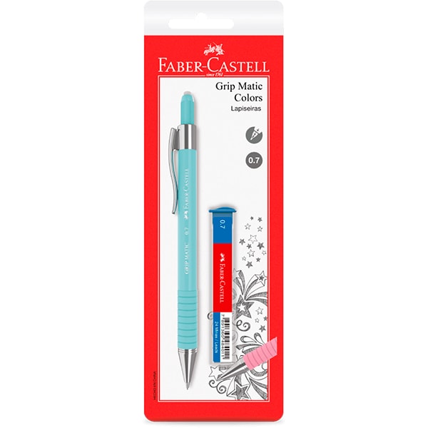 Lapiseira 0.7mm Grip Matic Colors + Mina Grafite, Tons Pastel, Cores Sortidas, Faber-Castell - BT 1 UN