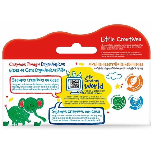 Giz de Cera Pião, Little Creatives, 4 Cores, Faber-Castell - CX 4 UN