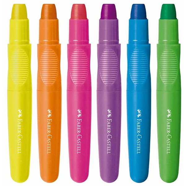 Giz de Cera Supermacio Jumbo Neon, Little Creatives, 6 Cores, Faber-Castell - ET 6 UN