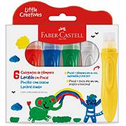 Pincéis com Guache Jumbo, Little Creatives, 6 Cores, 24ml, Faber-Castell - CX 1 UN