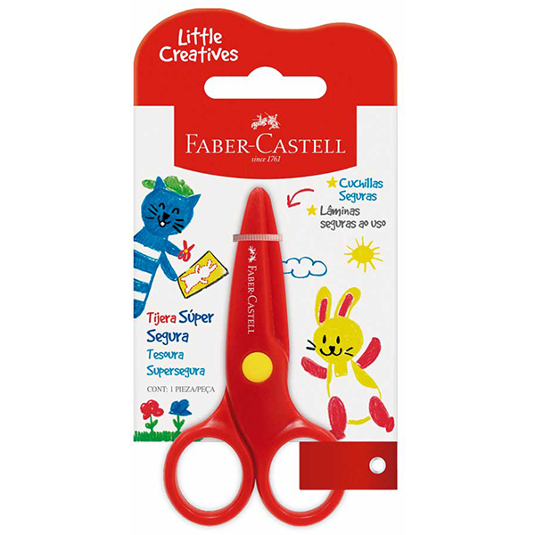 Tesoura Escolar Supersegura, Little Creatives, Vermelha, Faber-Castell - BT 1 UN Tesoura Escolar Supersegura, Little Creatives, Vermelha, Faber-Castell - BT 1 UN