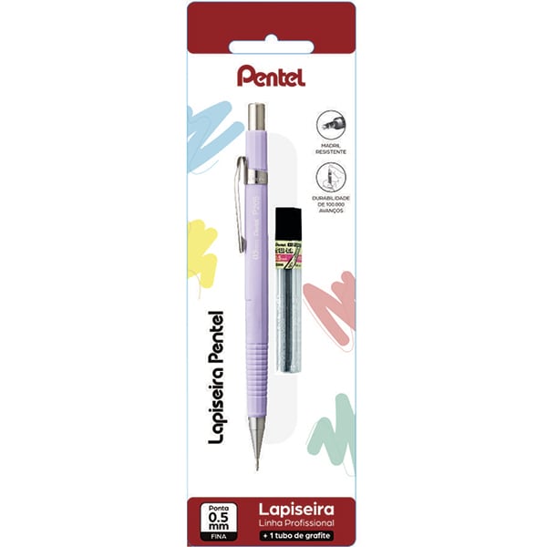 Lapiseira 0.5mm Roxa + 1 Tubo de Grafite, SM/P205-97, Pentel - BT 1 UN