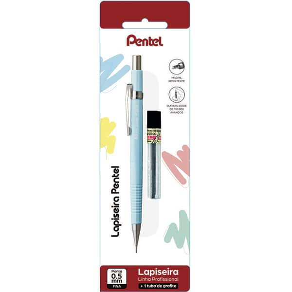 Lapiseira 0.5mm Azul Pastel + 1 Tubo de Grafite, SM/P205-97, Pentel - BT 1 UN