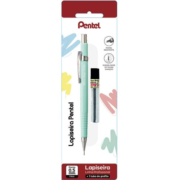 Lapiseira 0.5mm Verde Pastel + 1 Tubo de Grafite, SM/P205-97, Pentel - BT 1 UN