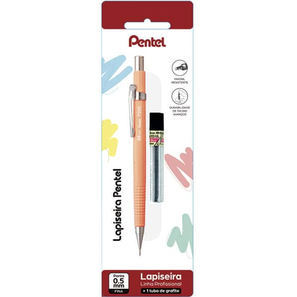 Lapiseira 0.5mm Laranja + 1 Tubo de Grafite, SM/P205-97, Pentel - BT 1 UN