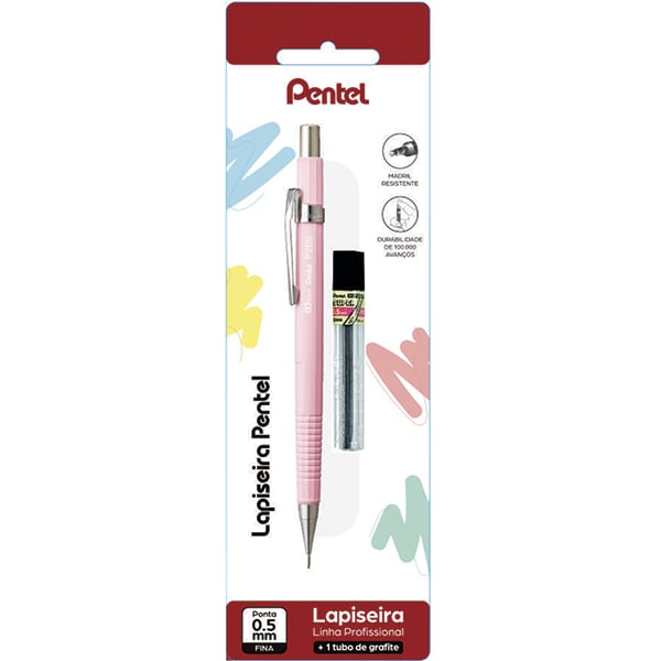 Lapiseira 0.5mm Rosa + 1 Tubo de Grafite, SM/P205-97, Pentel - BT 1 UN