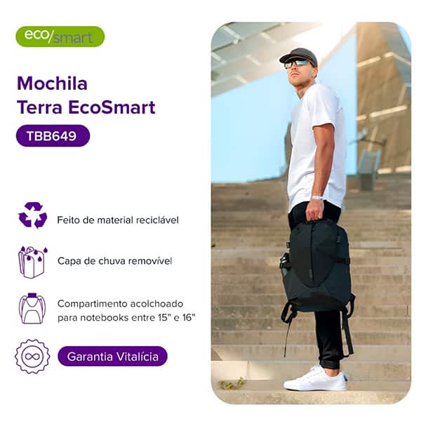 Mochila para notebook até 16 polegadas, Terra Ecosmart, Preto, TBB649 , Targus - PT 1 UN Mochila para notebook até 16 polegadas, Terra Ecosmart, Preto, TBB649 , Targus - PT 1 UN