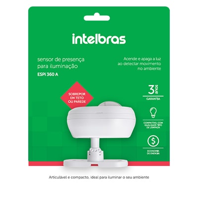 Interruptor Sensor de presença para iluminação, ESPI 360 A, 4823013, Intelbras - CX 1 UN