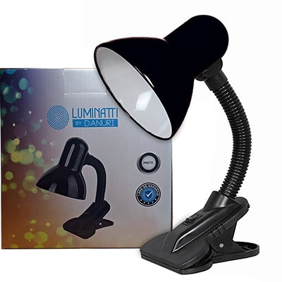 Luminária de mesa viking tipo clip 30w preta LM1210 Luminatti CX 1 UN