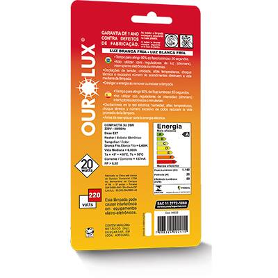 Lâmpada eletrônica 3U 20w x 220v 04032 Ourolux BT 1 UN