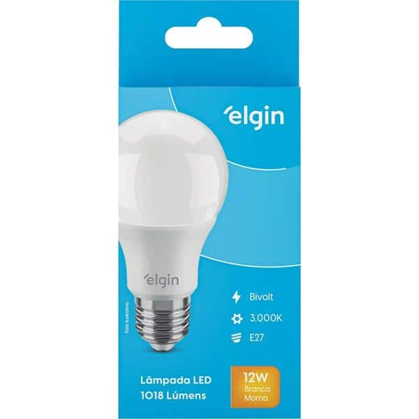 Lâmpada LED Bulbo, 12w, bivolt, 3000k, 48BLED2M12, Elgin Distribuidora - CX 1 UN