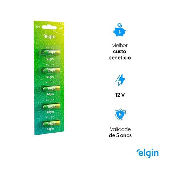 Bateria alcalina, A27, 82196, Elgin - BT 5 UN