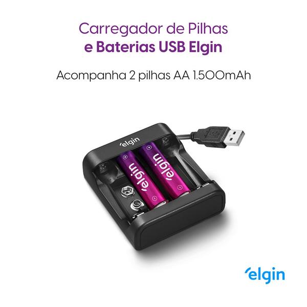 Carregador para pilha e Bateria AA/AAA, 46RSCUSB00, Elgin - BT 1 UN