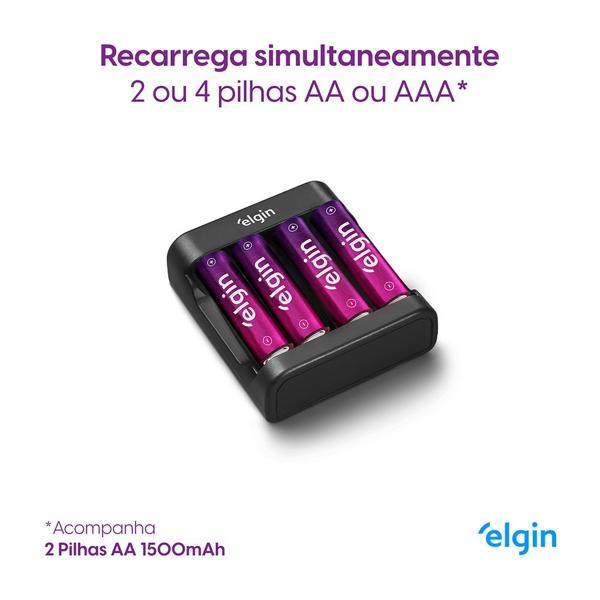 Carregador para pilha e Bateria AA/AAA, 46RSCUSB00, Elgin - BT 1 UN