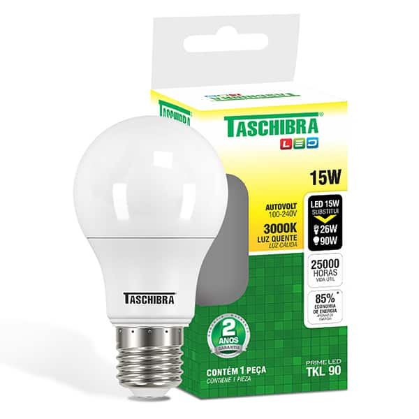 Lâmpada LED 15w, TKL 90 3000K, 11080395, Taschibra - CX 1 UN