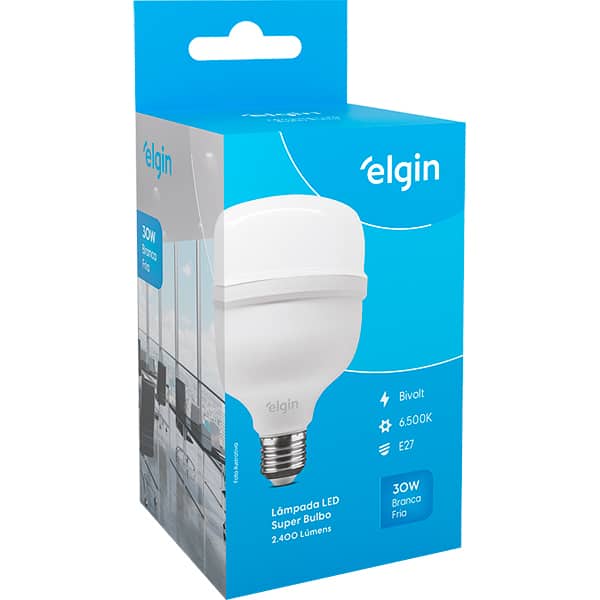 Lâmpada LED Bulbo, 30w, bivolt, 6500k, 48LSB30FLD, Elgin - CX 1 UN