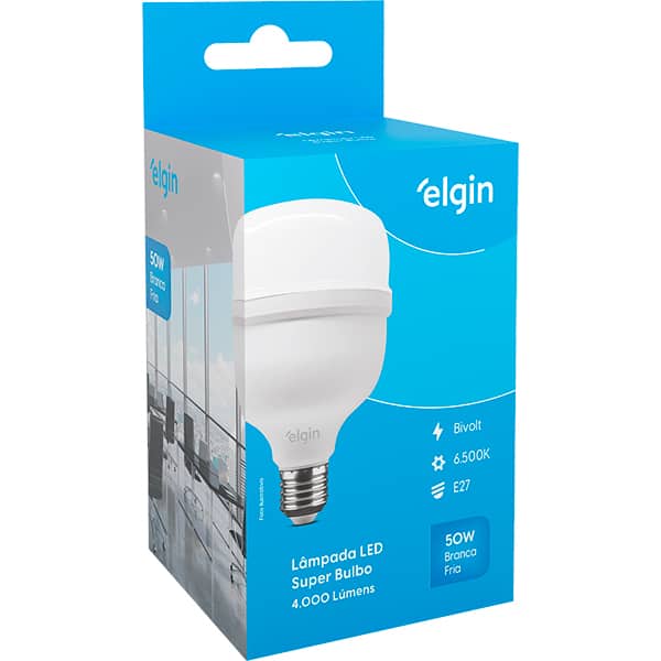Lâmpada LED Bulbo, 50W, Bivolt, 6500k, 48LSB50FLD, Elgin - CX 1 UN Lâmpada LED Bulbo, 50W, Bivolt, 6500k, 48LSB50FLD, Elgin - CX 1 UN