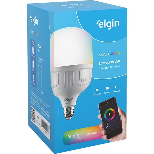 Lâmpada Inteligente Smart LED WiFi 30W Smart Color, Bivolt, 48LSB30WIF, Elgin - CX 1 UN Lâmpada Inteligente Smart LED WiFi 30W Smart Color, Bivolt, 48LSB30WIF, Elgin - CX 1 UN