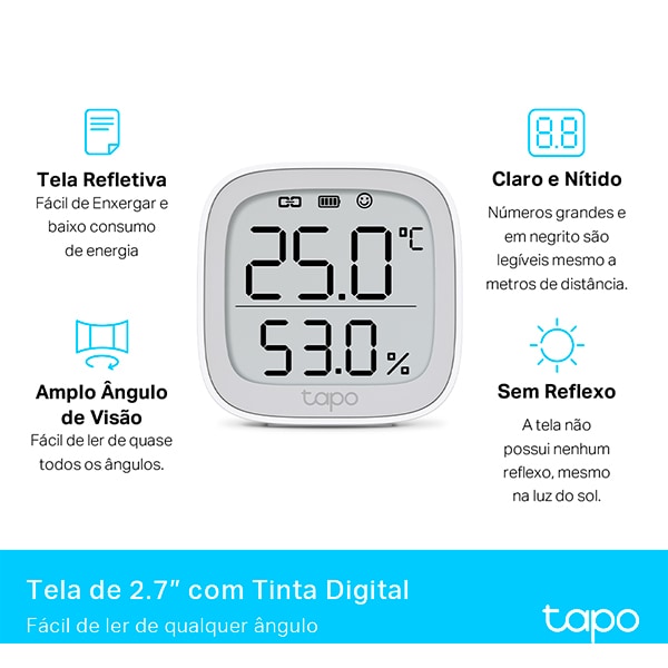 Sensor Inteligente de temperatura e umidade, Tapo T315, Branco, Tp Link - CX 1 UN