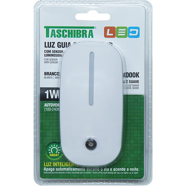 Luz noturna LED 4000K c/sensor 1W 17295 Taschibra CX 1 UN