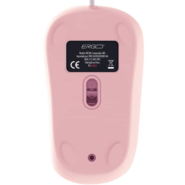 Mouse com fio, 1000 DPI, Rosa, MF300P, Ergo - CX 1 UN