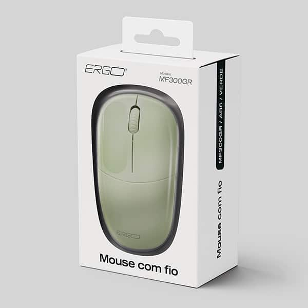 Mouse com fio, 1000 DPI, Verde, MF300GR, Ergo - CX 1 UN