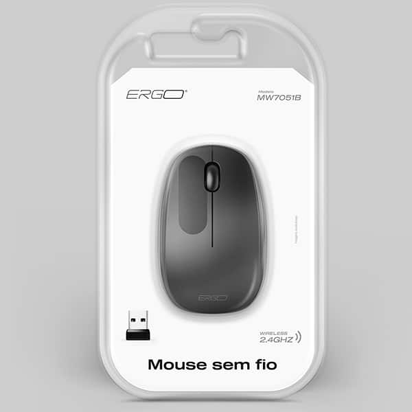 Mouse sem fio, 1200 DPI, Preto, MW7051B, Ergo - CX 1 UN