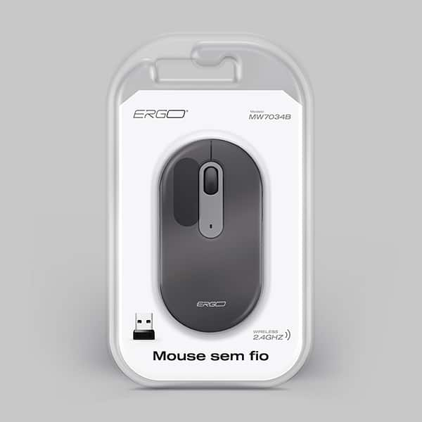 Mouse sem fio, 1600 DPI, Preto, MW7034B, Ergo - CX 1 UN