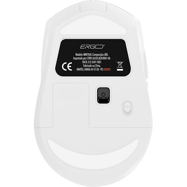 Mouse sem fio, 1600 DPI, Branco, MW7030W, Ergo - CX 1 UN