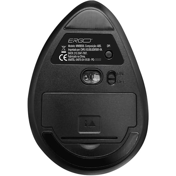 Mouse ergonômico sem fio, 4000 DPI, Preto, MWBE08B, Ergo - CX 1 UN