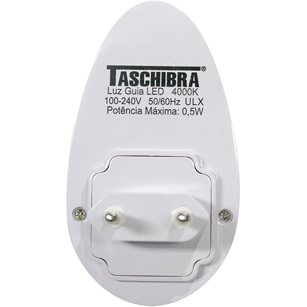 Luz noturna LED com sensor, 4000K,Oval, Branca, Bivolt, 15130007, Taschibra - BT 1 UN