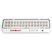 Luminária de emergência 30 LEDs, 2W 6500k, recarregável, 01987A, Ourolux - CX 1 UN