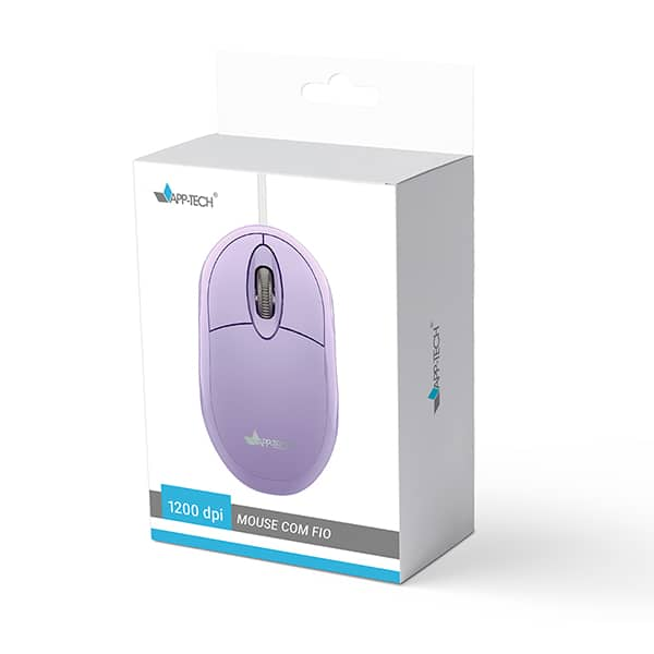 Mouse Óptico USB Lilás, 1200DPI, MF106 App-Tech - CX 1 UN