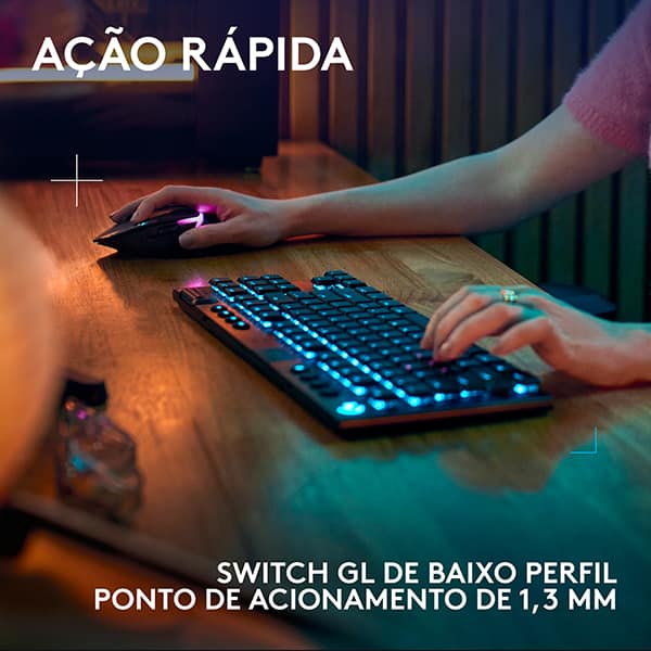 Teclado Mecânico Gamer sem fio, G915 X TKL, Lightsync, RGB, USB, Preto, 920-012715, Logitech G - CX 1 UN