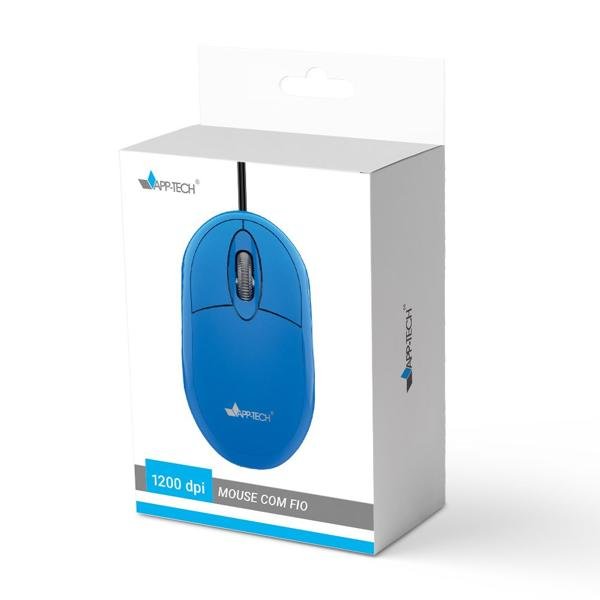 Mouse Óptico USB Azul 1200DPI MF103 App-tech - CX 1 UN