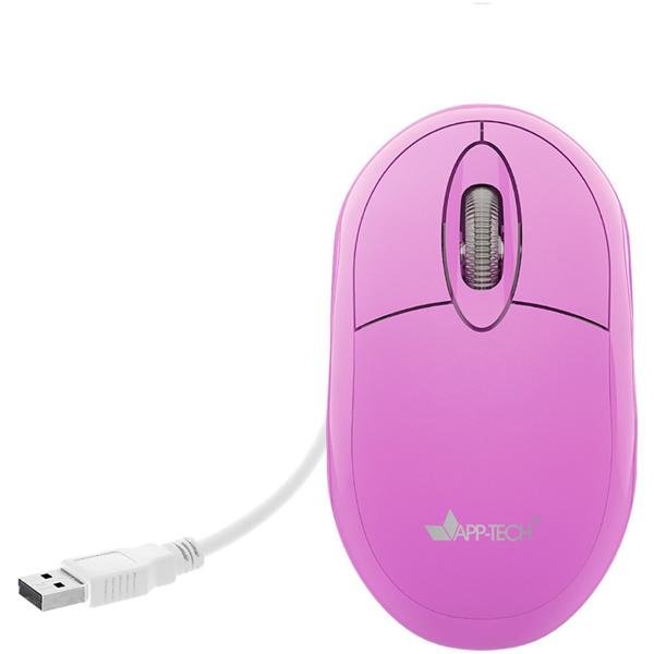 Mouse Óptico USB Rosa 1200DPI MF104 App-Tech - CX 1 UN
