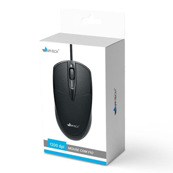 Mouse Óptico USB 1200DPI, Preto, MF150, App-Tech CX 1 UN