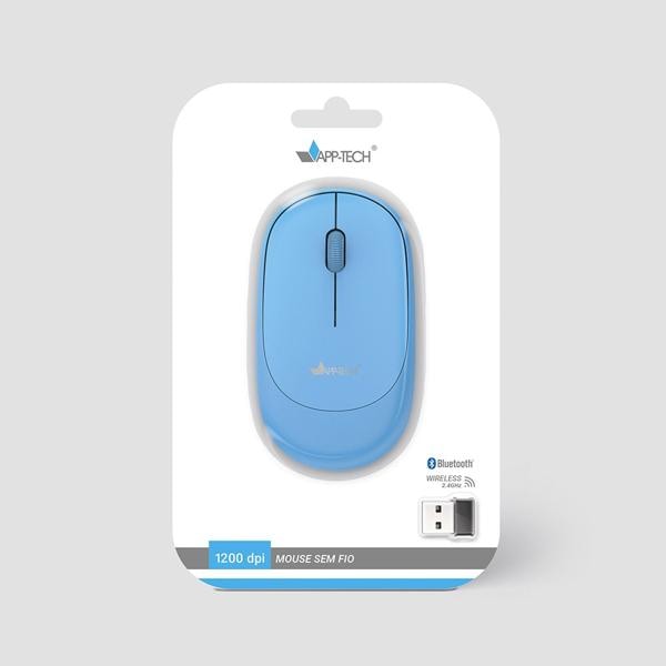 Mouse sem fio, Bluetooth, Azul, 1200dpi, MWB453, App-tech - CX 1 UN