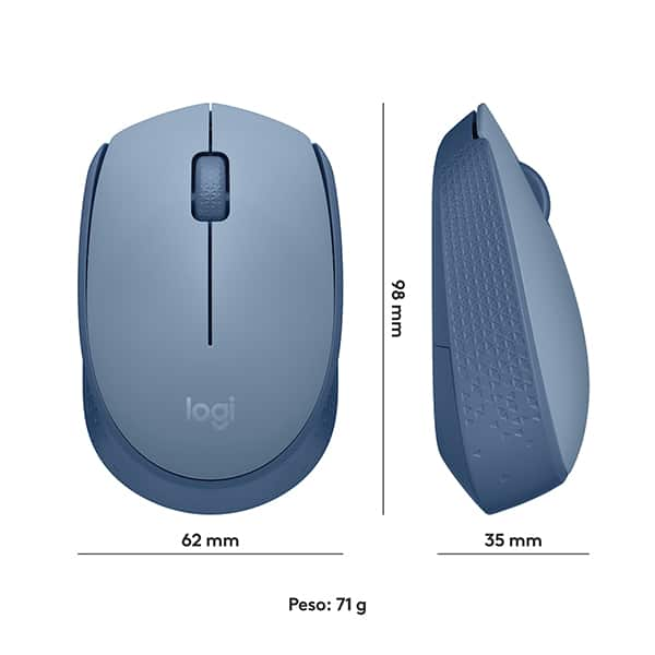 Mouse sem fio Logitech M170 com Design Ambidestro Compacto, Conexão USB e Pilha Inclusa - Azul Claro CX 1 UN