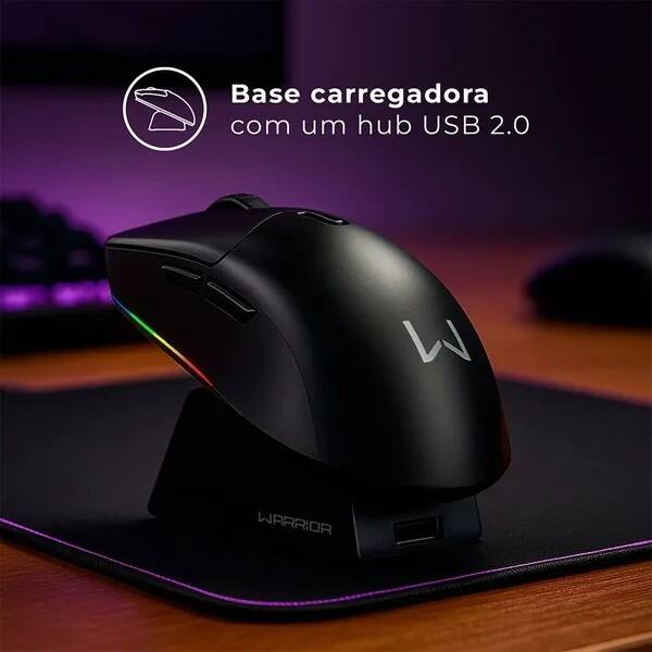 Mouse Gamer s/fio recarregável 10000dpi preto MO421 Warrior CX 1 UN