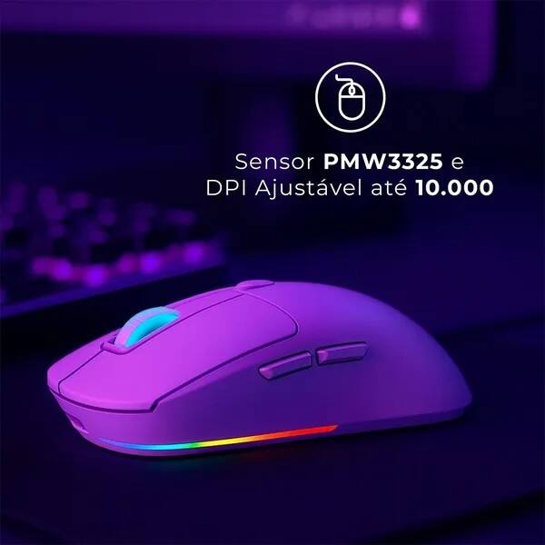 Mouse Gamer s/fio recarregável 10000dpi preto MO421 Warrior CX 1 UN