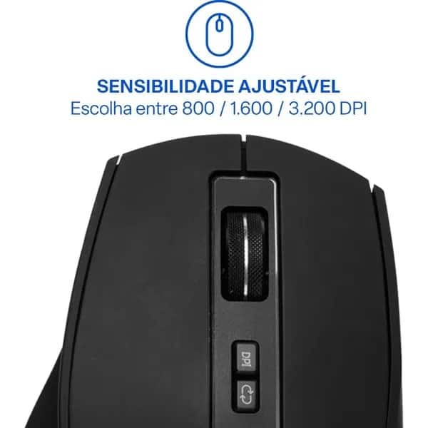 Mouse bluet. e wire. multi-device 3200dpi preto sil. MO401 Multilaser CX 1 UN