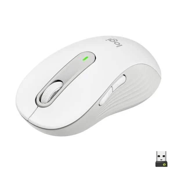 Mouse Sem Fio Logitech Signature M650 com Design de Tamanho Padrão, Clique Silencioso, Conexão USB e Bluetooth - Branco CX 1 UN