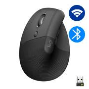 Mouse Sem Fio Logitech Lift Left Vertical com Design Canhoto Ergonômico para Redução de Tensão Muscular, Silencioso, Bluetooth ou USB CX 1 UN