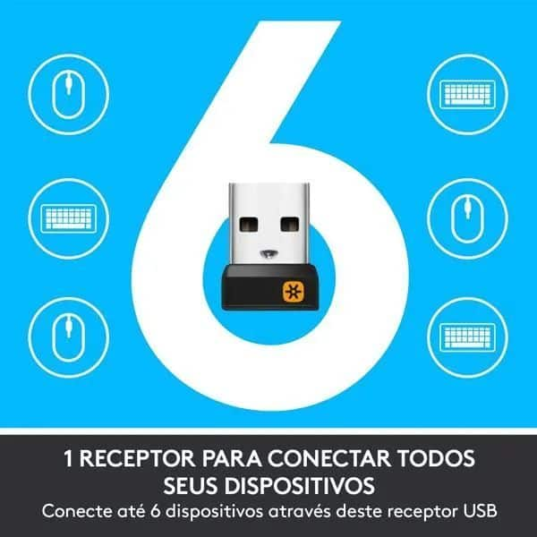 Combo Teclado e Mouse sem fio Logitech MK850 com Teclado com Apoio para as Mãos, Mouse Destro, USB Unifying ou Bluetooth e Pilha Inclusa CX 1 UN