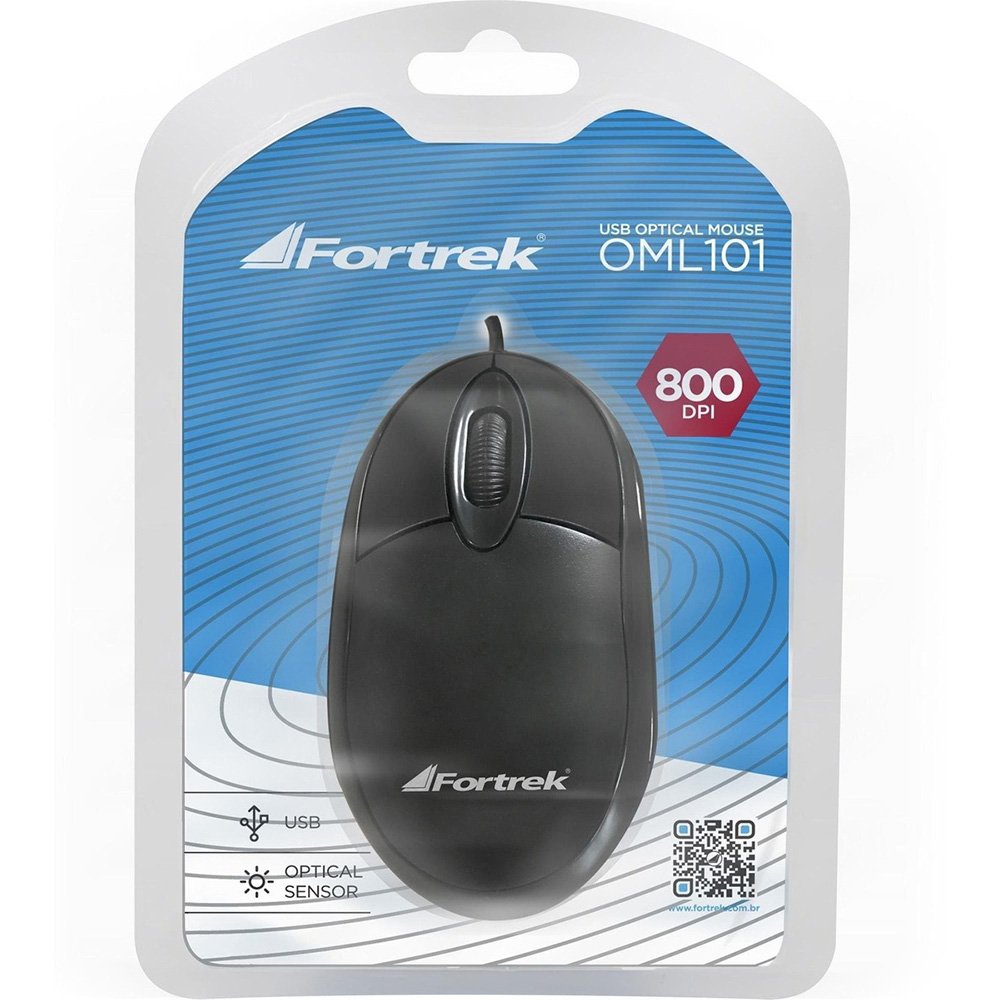 Mouse óptico usb 800dpi OML-101 preto 62845 Fortrek CX 1 UN